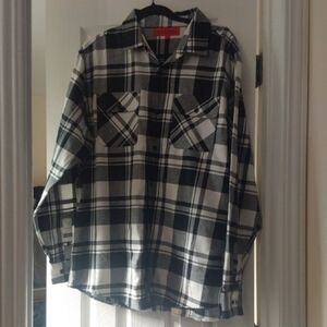 Black and White Plaid Casual Button Down Shirt
